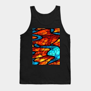 Stained Glass design pattern, seamless, red fire tone, geometrical, abstract design. Tank Top